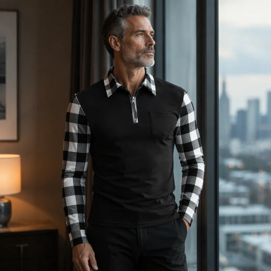 Domical™Casual Long Sleeve Half Zip Shirt
