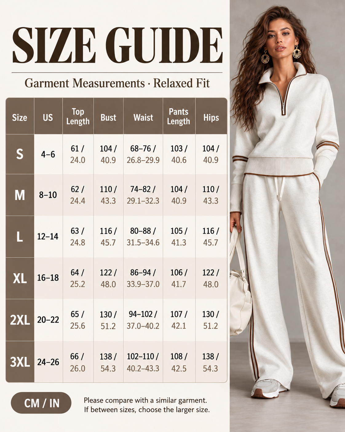 Women’s Half-Zip Two-Piece Set – Contrast Trim &amp; Wide-Leg Pants