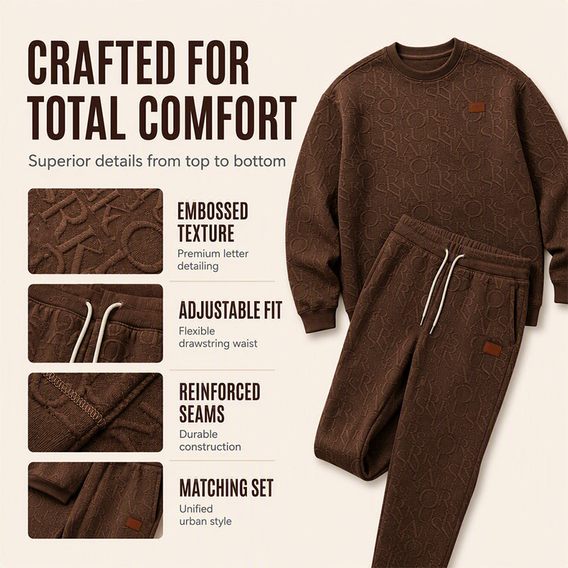 Men’s Two-Piece Set – Letter-Pattern Crewneck &amp; Straight-Leg Pants