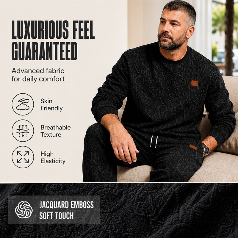 Men’s Two-Piece Set – Letter-Pattern Crewneck &amp; Straight-Leg Pants